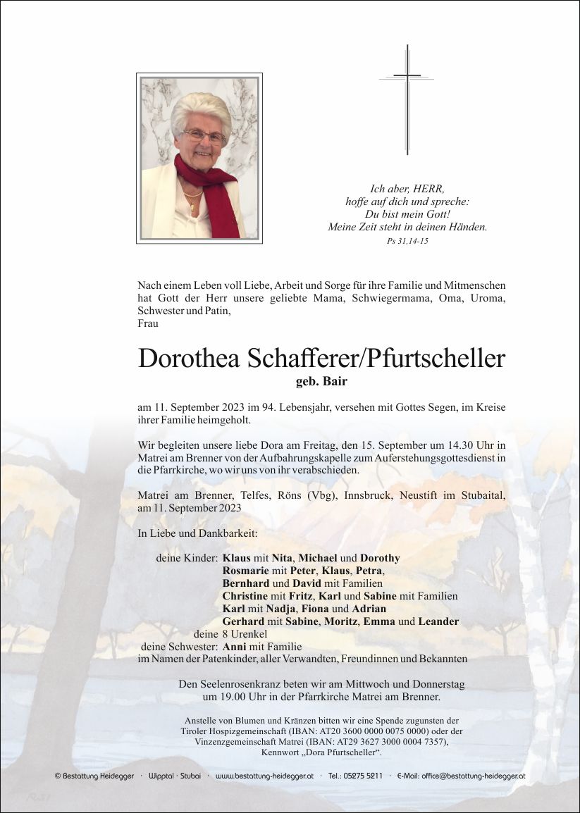 Dorothea  Schafferer/Pfurtscheller